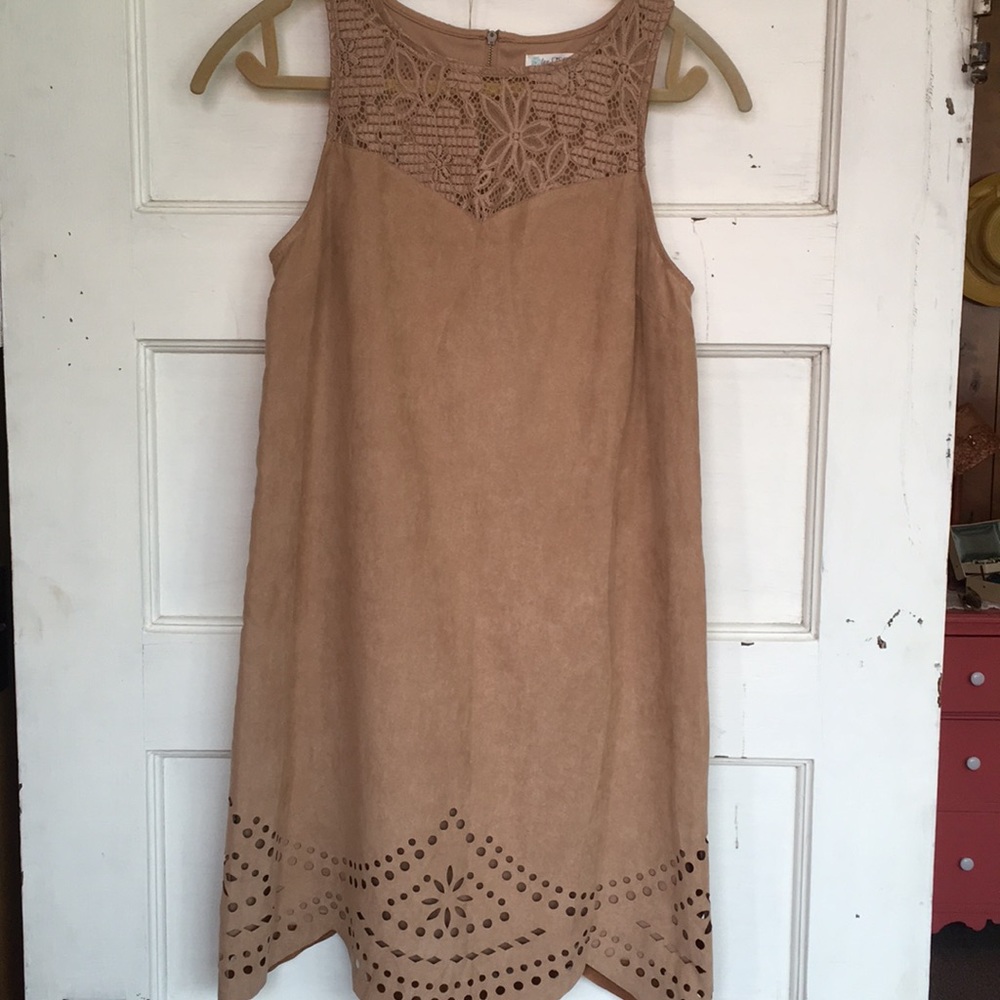 Tan suede size small sleeveless dress